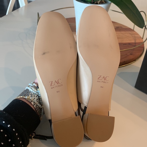 Zac Posen Voss beige and black shoes with wrap around strap on ankles-size 9 - Picture 10 of 12